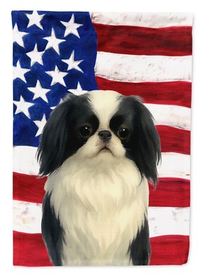 Caroline's Treasures Black and White Japanese Chin American Garden Flag