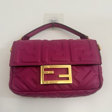 Fendi Pink Embossed Zucca Mini Baguette with ...