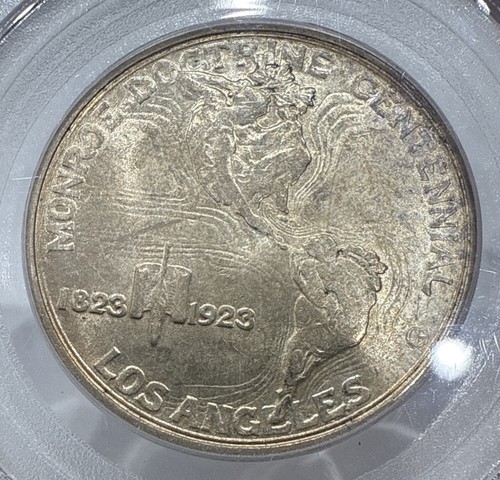 1923-S Monroe Doctrine Commemorative Silver Half Dollar 50C Coin PCGS AU58 OGH - Picture 4 of 4