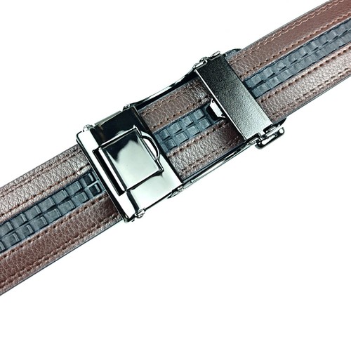 New Genuine Leather Mens Ratchet Belt Belts For Men Adjustable Automatic Buckle - Picture 22 of 47