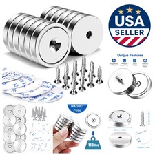 Strong Neodymium Cup Magnets with 110lb Pull - Rust-Resistant, Pack of 12