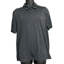 Champion Polo Shirt Mens Size L Gray Duo Dry Striped Golf Short Sleeves Active 