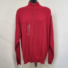 Nwt Izod Sweater Mens Size XL Knit Cotton Long Sleeve 1/4 Zip Red Pullover New