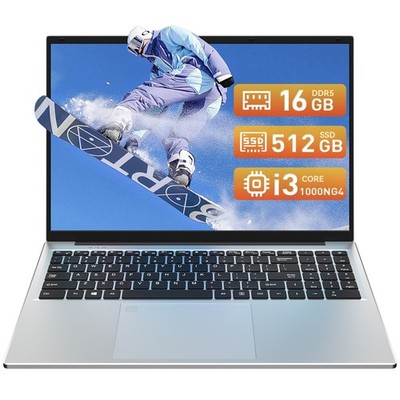 Auusda 16'' FHD Laptop Intel i3 16GB RAM 512GB SSD W11 Pro WiFi6 TypeC Backlit