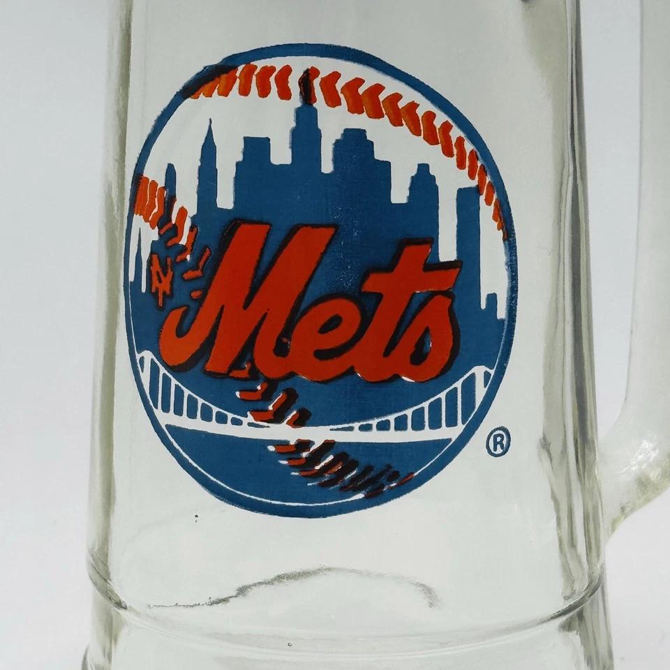 Copo Stein de cerveja vintage New York Mets com alça 24 oz década de 1970 limpo sem batatas fritas - Imagem 2 de 4