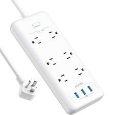 ANKER POWERPORT STRIP 6 WITH 3 USB PORTS - WHITE
