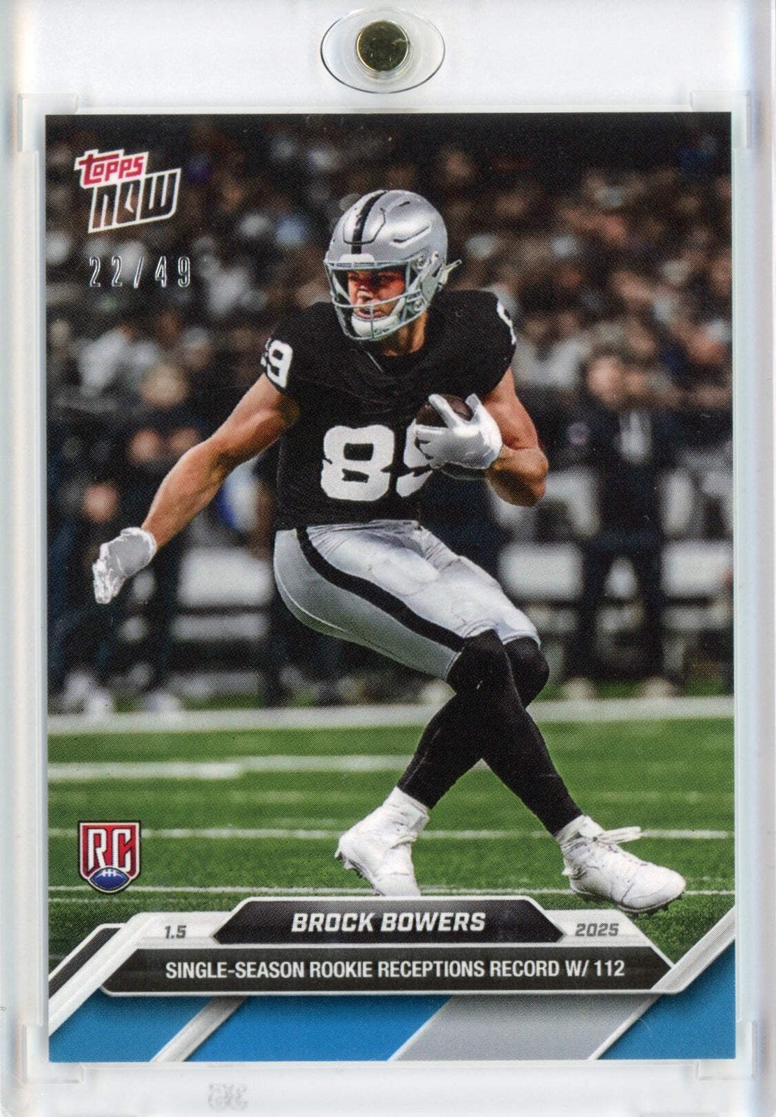 2024 Topps Now Brock Bowers #20 Blue /49 Las Vegas Raiders Rookie Football Card