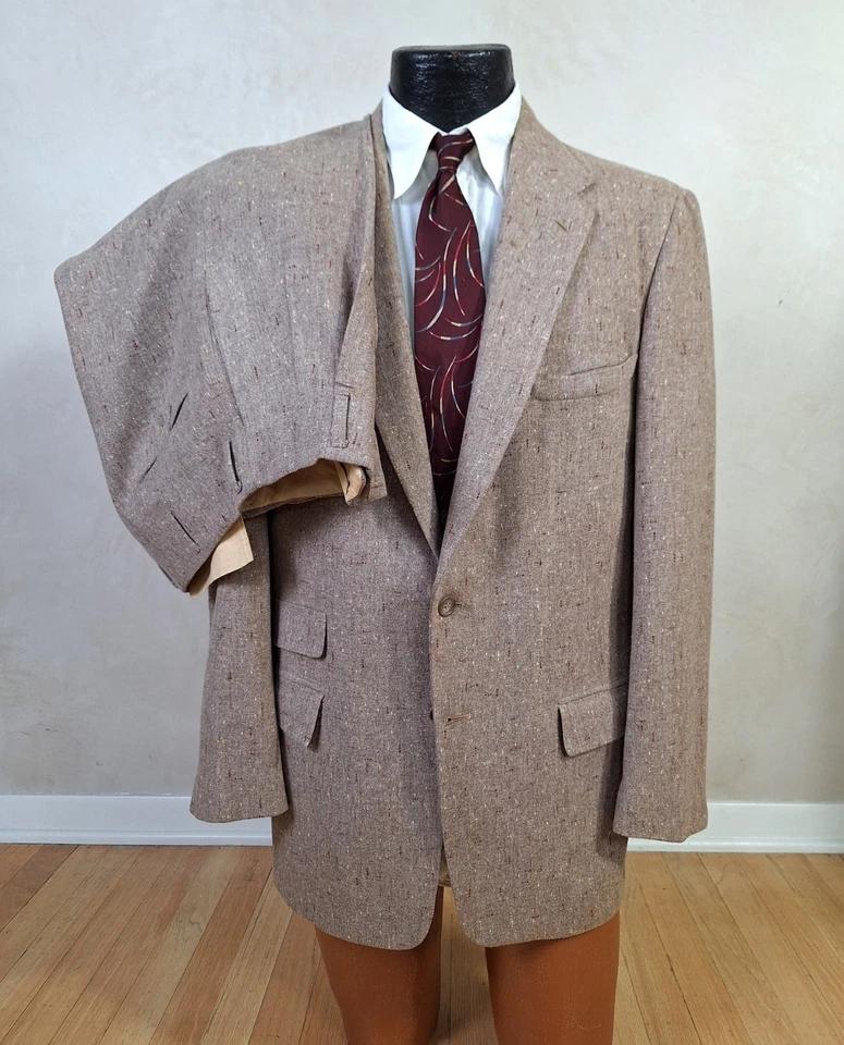 Vtg Fleck Atomic 1950s Tweed Suit Size 40 Pants 33x30 - Image 2 of 4