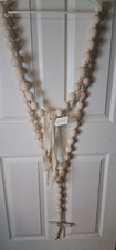 Wedding Lasso Rosary with Cross and Textured Spheres  Pearls CELESTIAL 72"