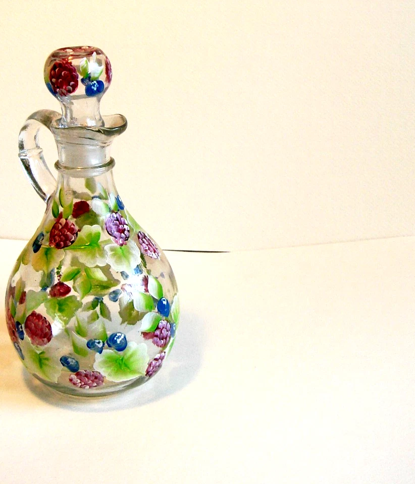 Nuevo Dispensador de Aceite Pintado a Mano Decorativo Bayas Hojas Verdes Idea de Regalo Foto 3 de 4