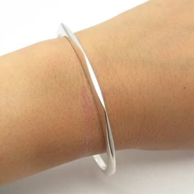 925 Sterling Silver Vintage Bangle Bracelet 7.75
