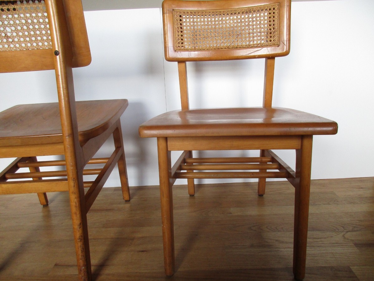 Two W.H. Gunlocke Mid-Century Modern Desk Side Chairs Maple Two W.H. Gunlocke Mid-Century Modern Desk Side Chairs Maple