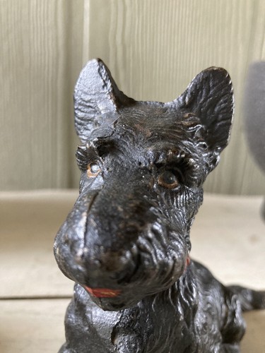 Antique Cast Iron Hubley USA Sitting Scottie Dog Bookend Art Statue Doorstop - Picture 6 of 12