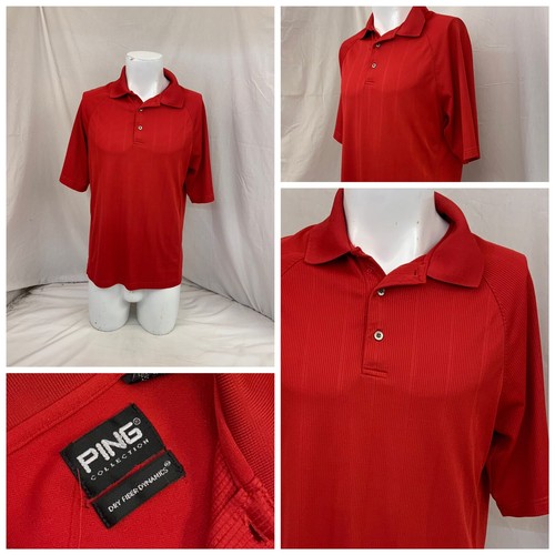 Ping Golf Shirt L Red 100% Polyester Polo Short Sleeve YGI N2-627