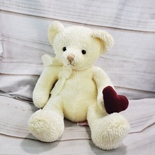 Russ Teddy Bear L'amour Chenille Cream Valentine Red Velvet Heart 12 Inch 4862