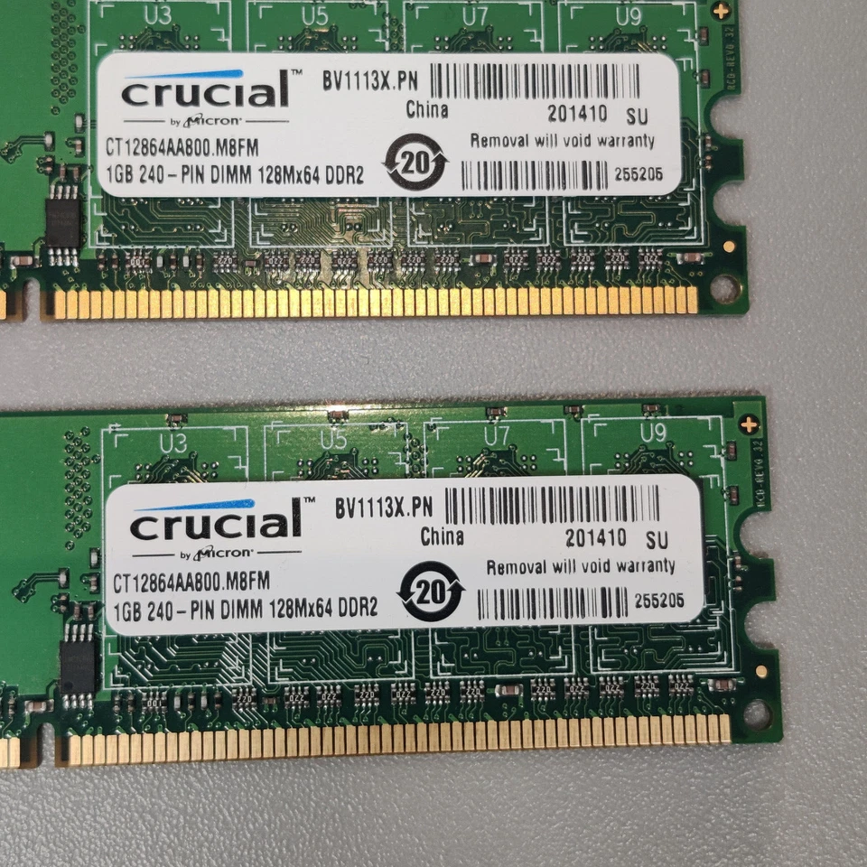 2gb ram (2 x 1gb modules) CRUCIAL CT12864AA800.M8FM 1GB 240 PIN DIMM - Image 3 of 4