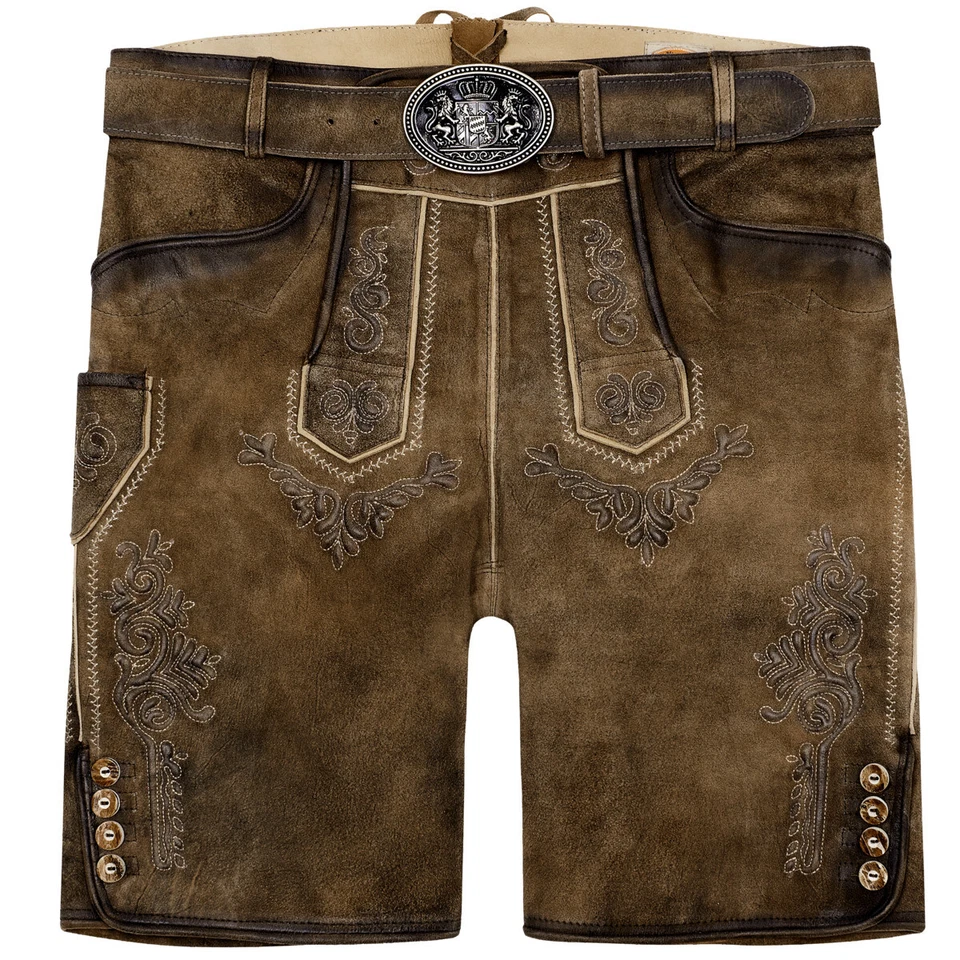 Country Maddox Ronn Lederhose Homme Trachten Lederhose Marron Ceinture 56 58 60 - Photo 1/1