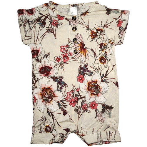 Lou Lou Rayon Baby Girl 6 9 12 Mos Floral Romper Outfit 1pc Shortall