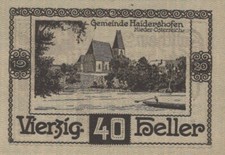 40 HELLER 1920 City of HAIDERSHofEN Lower AUSTRIA Notgeld #PD581.U