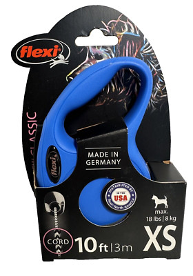 Flexi New Classic Retractable Dog Leash, Cord, 10 Ft For Dogs up to 18 lbs