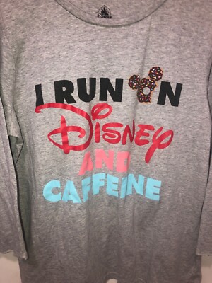 Disney I Run On Disney and Caffeine Womens SZ XL 3/4 Sleeve T Shirt | eBay