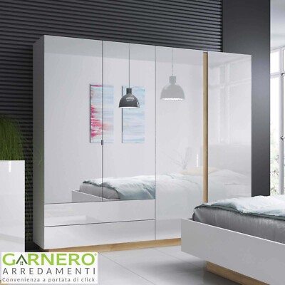 Cassettiera K45 4 Cassetti + 2 Ante - Mobile Bagno/ingresso, 110x80x35cm, Bianco/rovere