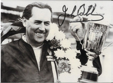 Jack Brabham, piękna reprodukcja, oryginalnie podpisana, mała wycieraczka