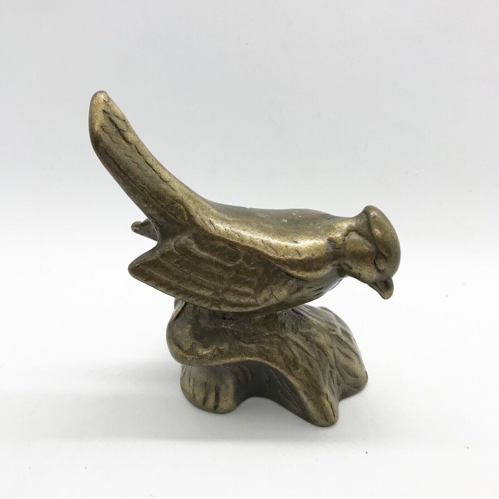 Vintage Brass Bird On Tree Figurine Heavy Retro Collectible Mid Century Modern