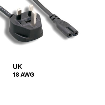 LOT10 6' UK Britain Non-Polarized 2Pin Power Cord IEC60320 C7 to BS 1363 5A/250V