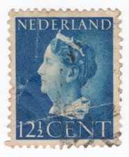 1940 Netherlands - Queen Wilhelmina - 12 1/2 Cent Stamp