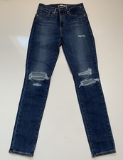 Levi's Premium 721 High Rise Skinny Jeans in Rugged Indigo Distressed Size 28
