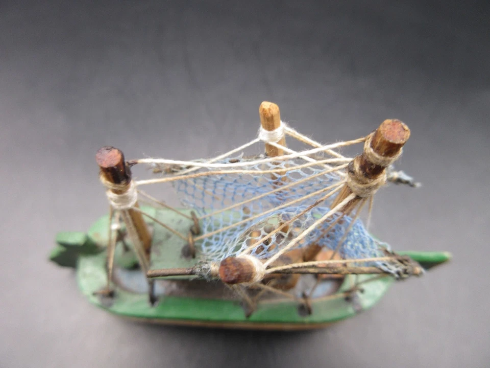 批量 2 件 日本古董玩具 木船 + 帆船 娃娃屋 微型复古 — 第 3/4 张图片