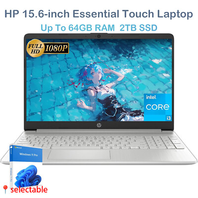2024 HP 15 15.6 Touch Laptop,Intel Core i3-1215U 4.4GHz,UpTo 64GB,2TB &win11pro