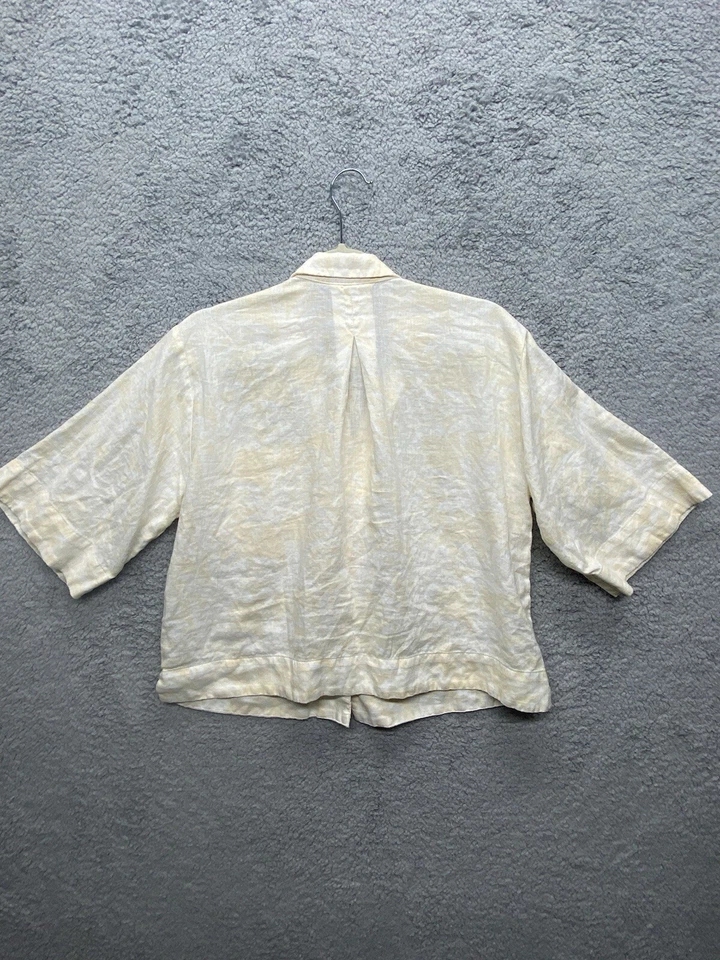 Blusa corta de lino para mujer Banana Republic pequeña amarilla clara oficina informal Foto 3 de 4