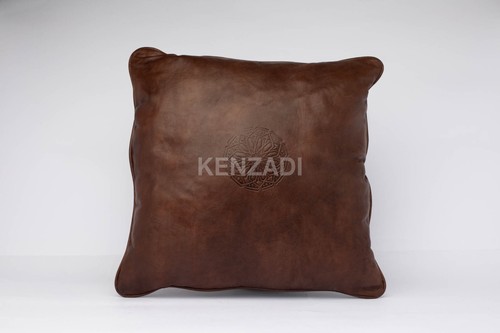 Decorative Moroccan handmade Leather Throw Pillow Covers 16 x 16 In by Kenzadi - Picture 2 of 72