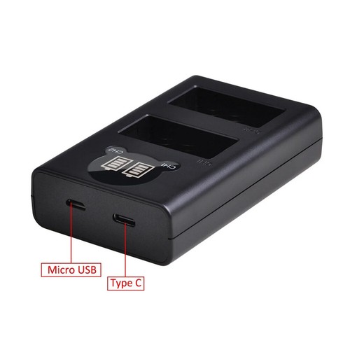 2in1 Set: Dual LCD LADEGERÄT USB + AKKU für Sigma BP-51 DP0 DP1 DP1Q DP2 Quattro - Afbeelding 2 van 3