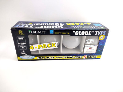 Greenlite 4-Pack 9-Watt (40W) Medium Base Soft White (2700K) Globe CFL Bulbs 