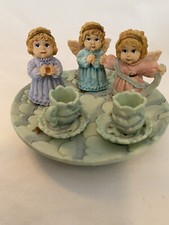 Miniature Tea Set Angels Tea Cups Moon Stars Resin 1995 Young's Inc 26288
