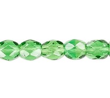 Bead, Trans Emerald Green 3mm Czech Fire Polished Faceted Round Glass 1 Std 130