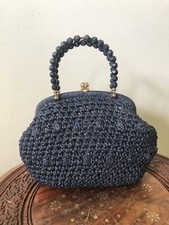 1960  s Navy Blue Macrame Purse, Italy