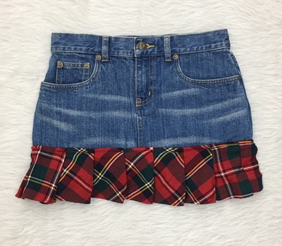 plaid jean skirt