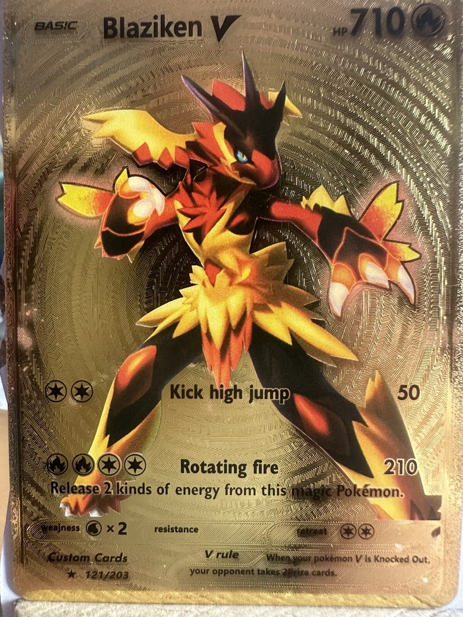 Pokemon Blaziken V GOLD Fan Art MINT CONDITION.