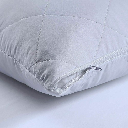 Luxury QUILTED PACK OF 2 PILLOW PROTECTORS PILLOWCASE ZIPPED PILLOWS