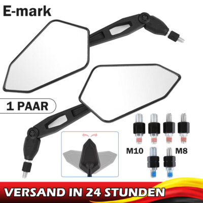 Spiegel Set Paar Spiegelset für Roller Motorrad Quad Universal M8 M10 E-Geprüft