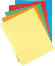 Amazon Basics Twin Pocket File Folders with Fasteners, 5-Pack (Assorted Colors)