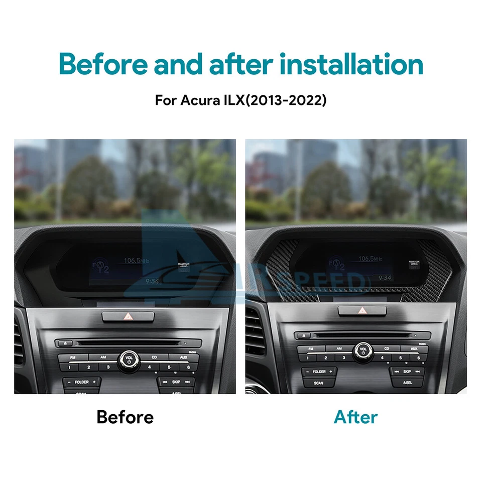 For Acura ILX 2013-2022 Black Carbon Fiber Central Control Screen Cover Sticker Foto 2 de 4