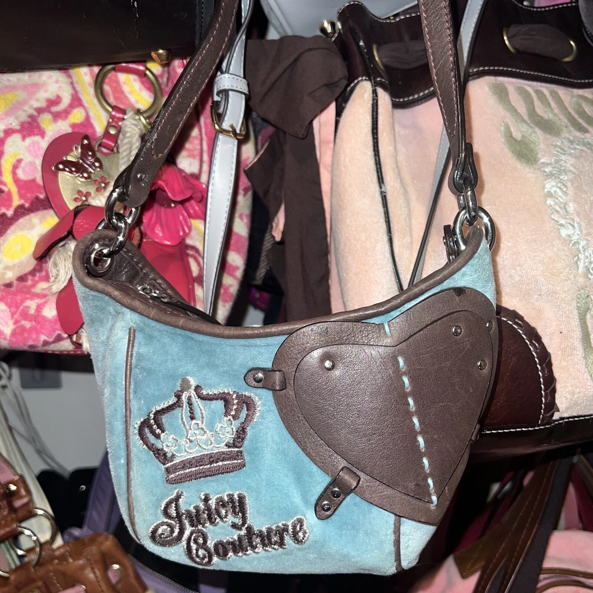 Vintage Blue Juicy Couture Crossbody Bag Purse Handbag Velour