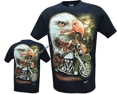 Neu Adler Biker Indianer Indianer Motorrad Motorrad leuchten im Dunkeln T-Shirt