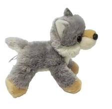 Aurora Grey Wolf Plush Stuffed Animal 7" long Dog Puppy Small Toy Gray Floppy
