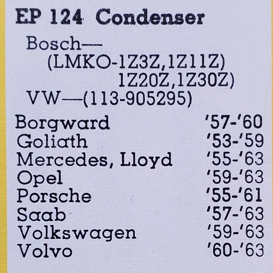 Condensador de encendido Sorensen G-30 1955-67 Porsche 59-63 Opel 59-64 VW 66-69 BMW Foto 4 de 4